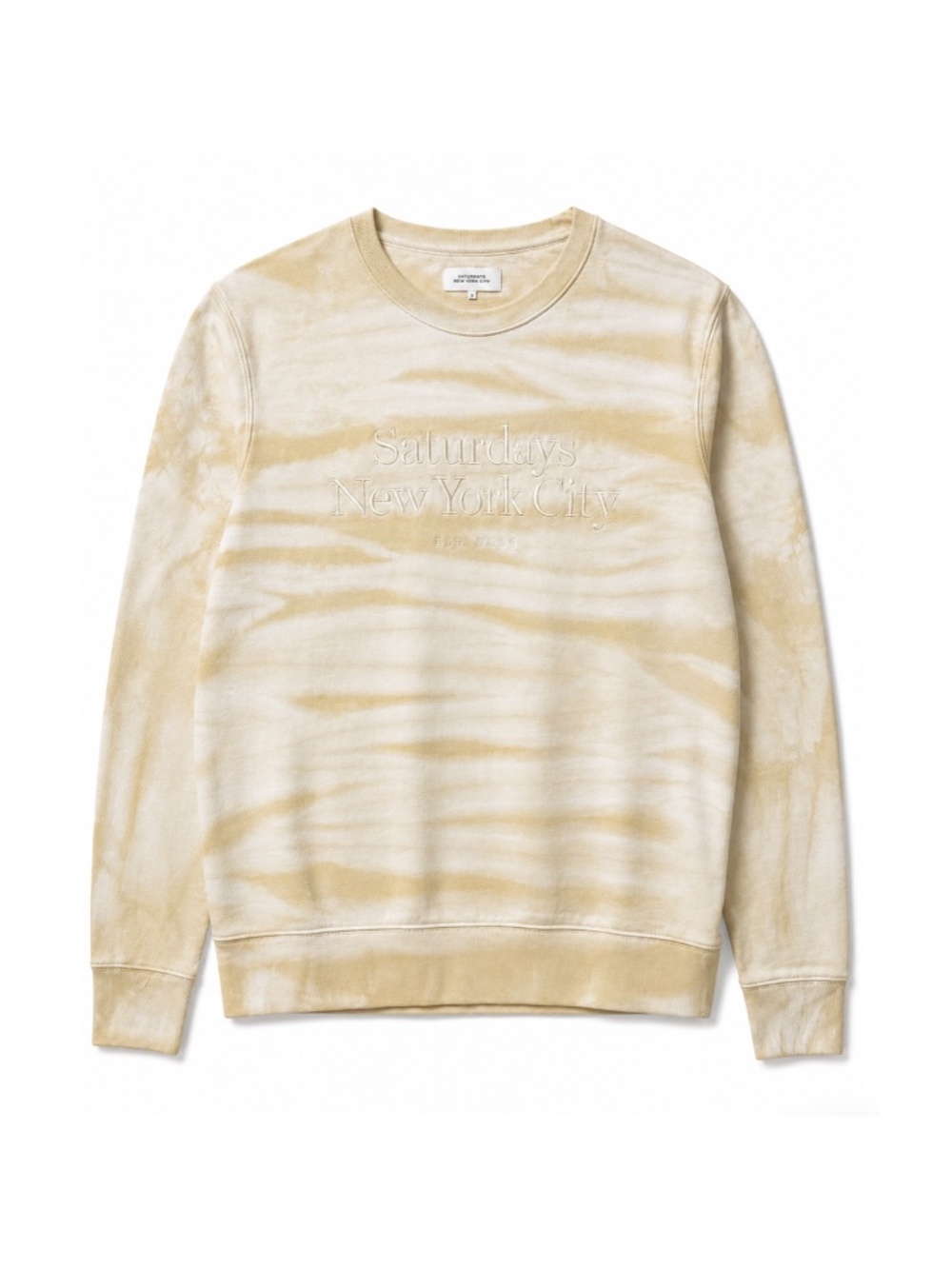 Saturdays NYC Bowery Embroidered Logo Yellow Tie Dye Crewneck Men’s Size Small